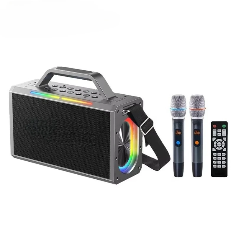 Portable Wireless Speaker 180 Watt Stereo Waterproof Speaker Karaoke Machine Speaker with Two Wireless Microphones