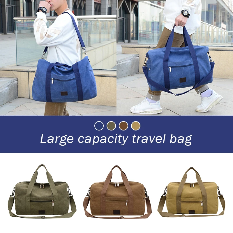 Saco de viagem de grande capacidade, ginásio masculino, cabine, ombro Holdall Duffle, Weekend Gym Bag, bolsa de lona