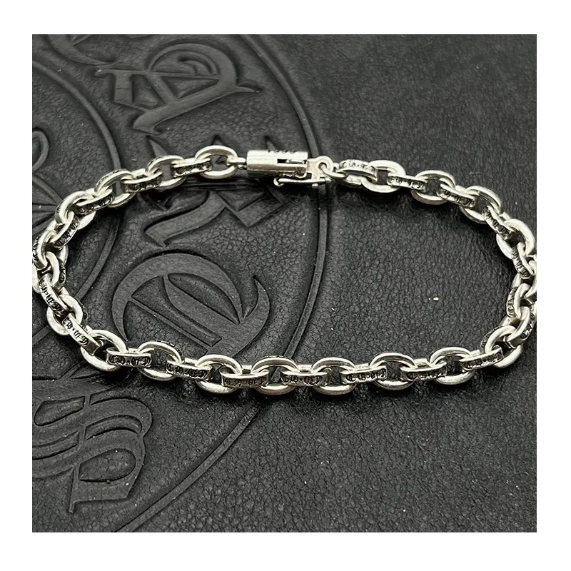 

Trendy Jewelry, Fine Letter Insert Bracelet, Thai Silver Retro Men's and Women's Jewelry, Cuban Chain, Cross Bracelet.