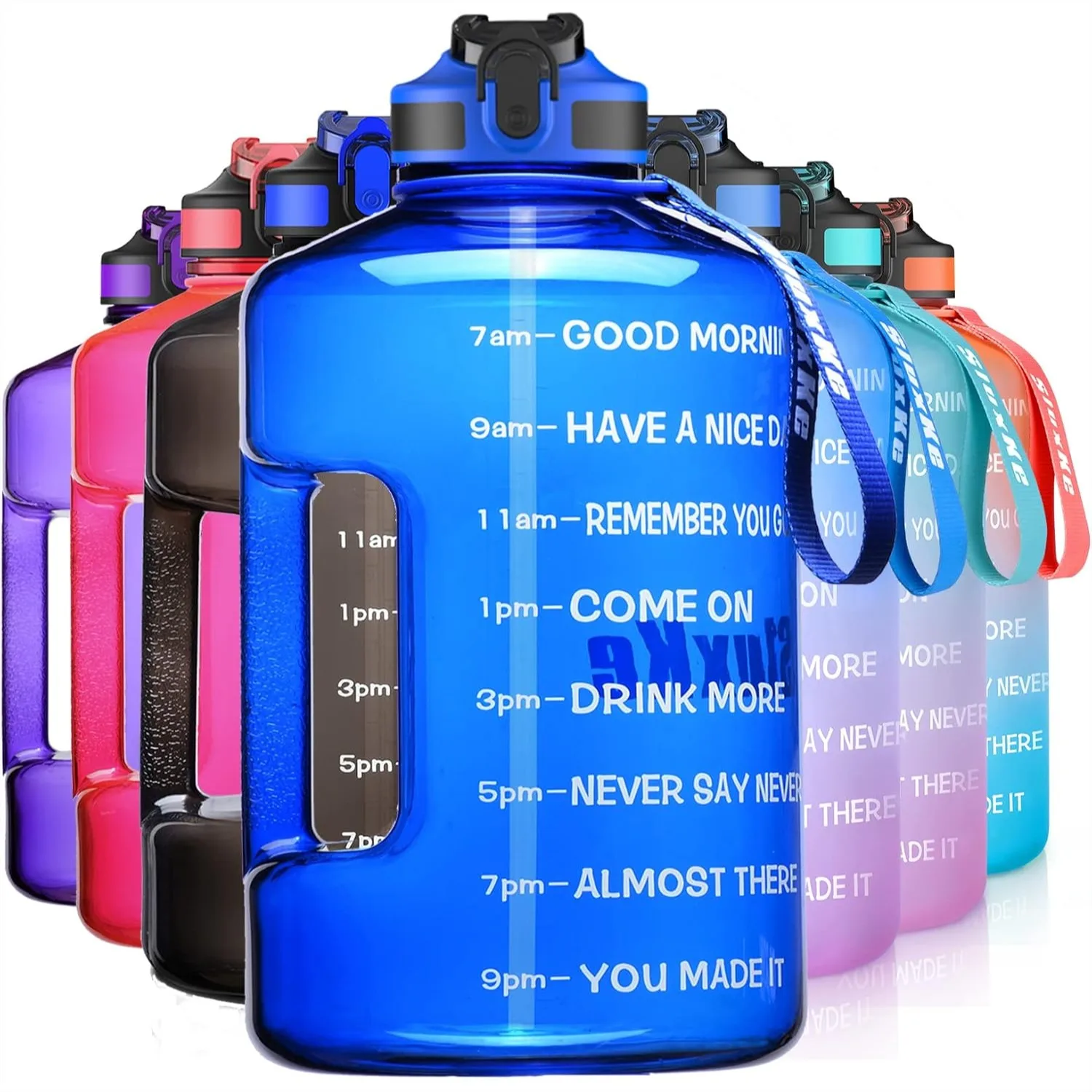 

1 Gallon Motivational Sports Water Bottle with Time Marker, BPA Free 128oz Leak Proof Jug for Fitness Gym Outdoor