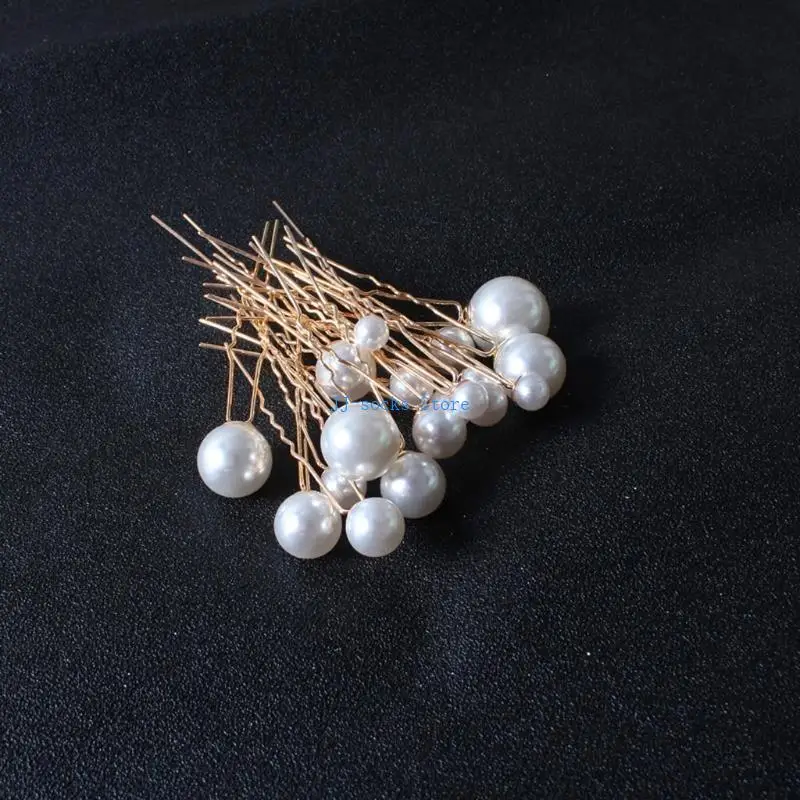 

37JB Pearl Decor U-Shaped Hair Pins Alloy Vintage Hair Sticks Chinese Hair Pin Hairstyle Chignon for Girls Alloy Hairpin