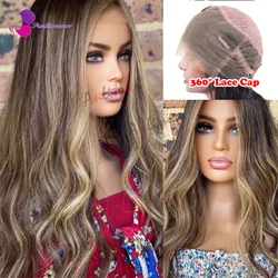 360 Lace Front Wigs Human Hair Pre Plucked Wavy WIg Silk Base Wig Light Honey Blonde Wig 13X6 Lace Front Wigs Human Hair Wig