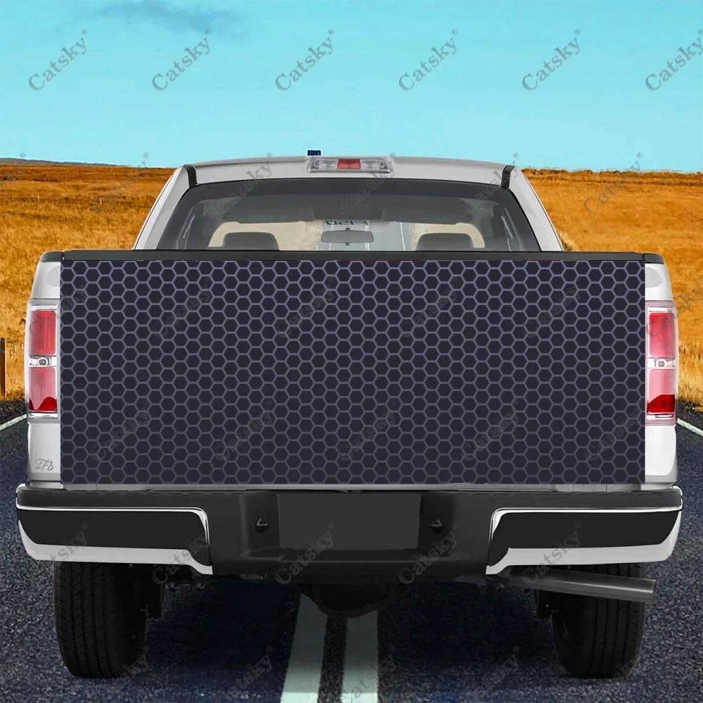 Hexagonal Stainless Steel Art Truck Tailgate Wrap Professional Grade Material Universal Fit for Full Size Trucks Weatherproof