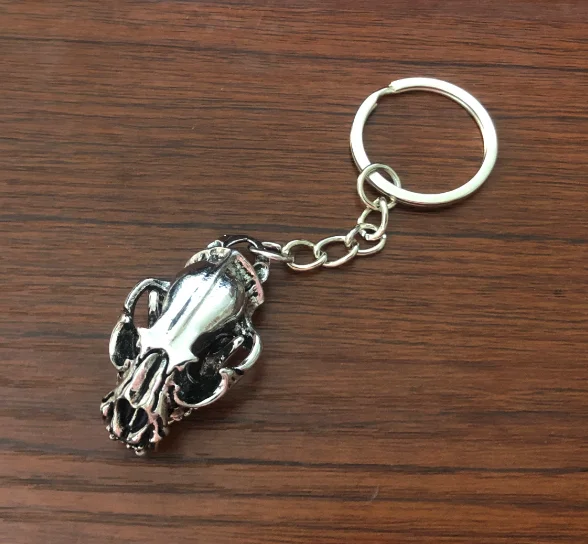 Smilodon Dinosaur Skull Keychain Goth Saber Toothed Tiger Mammoth Keyring Dino La Brea Tar Pits Mouth Moveable Gothic Jewelry