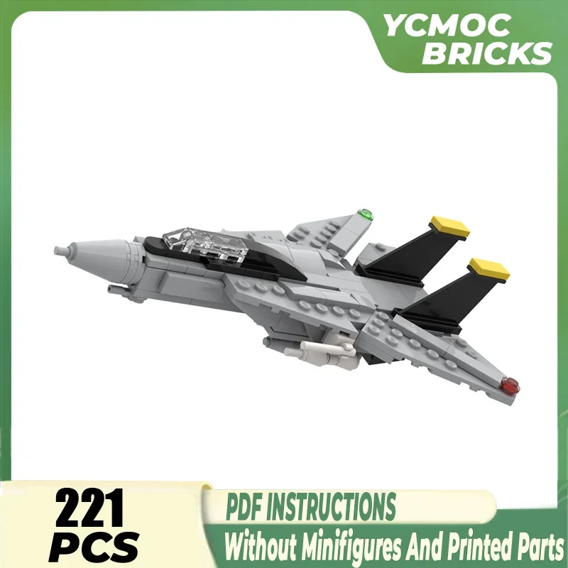 Military Series Idea YcMoc Building Blocks Mini F-14 Fighter Aircraft Technology Bricks DIY Model Toys For Kids Children