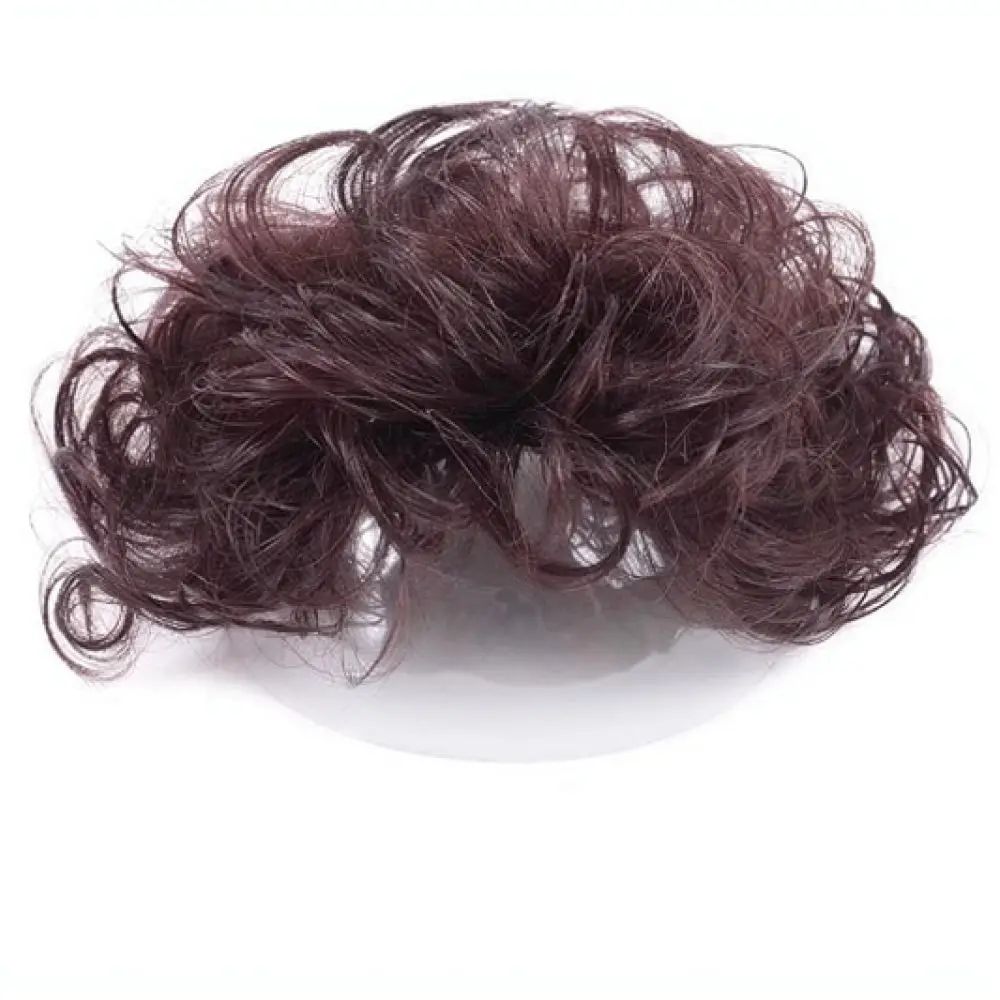 Short Curly Synthetic Hair Topper For ChuChu Breathable Hairpiece Natural Black Wiglet Extensions For Thinning Hair Repair