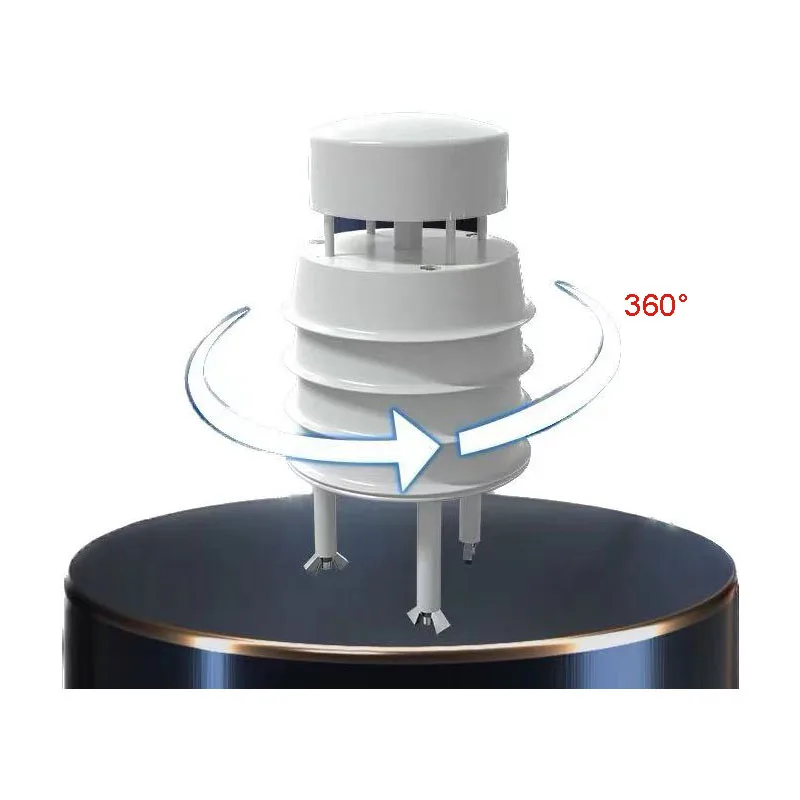 RS485เซ็นเซอร์ตรวจจับทิศทางและความเร็วลมอัลตราโซนิกส์กลางแจ้งมีความแม่นยำ360องศาแบบบูรณาการสถานีสภาพอากาศขนาดเล็ก