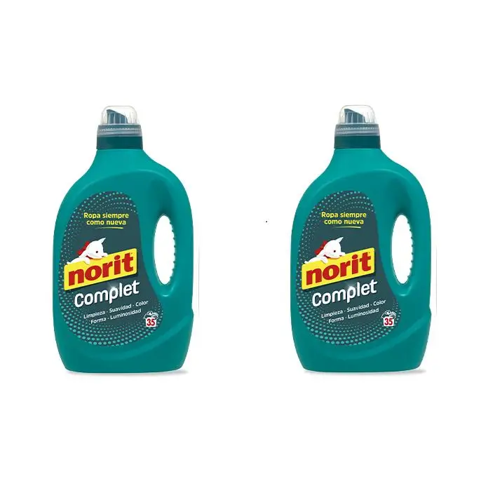 Norit Complet - Detergente Líquido para Toda la Ropa, Máxima Limpieza y Luminosidad, Cuida y Suaviza el Tejido, Mantiene Aspecto, Forma y Color Tras Lavado - Pack de 2 x 1,75 L