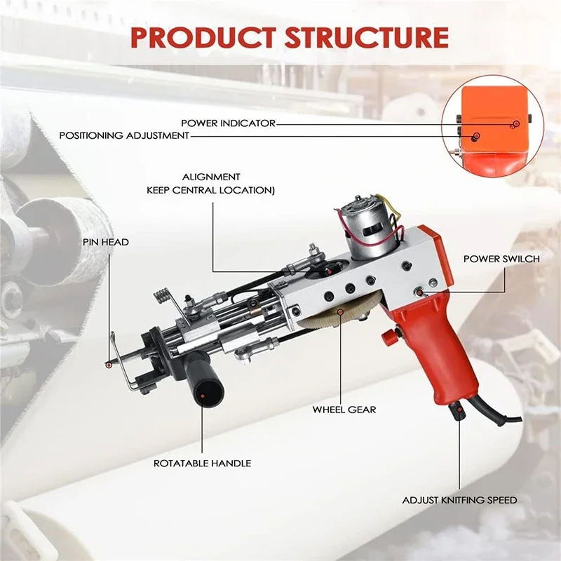 

【Best-selling】T0925 2-in-1 Electric Hand Tufting Cut Pile Carpet Weaving Machine Type Hand Tufting