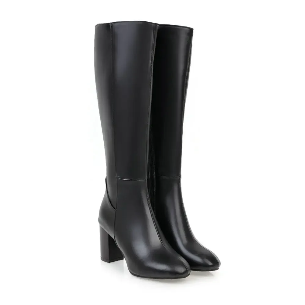 Botas hasta la rodilla para Mujer, zapatos cálidos De tacón alto, Botas finas a la moda, Size34-45 grande, invierno, 2022