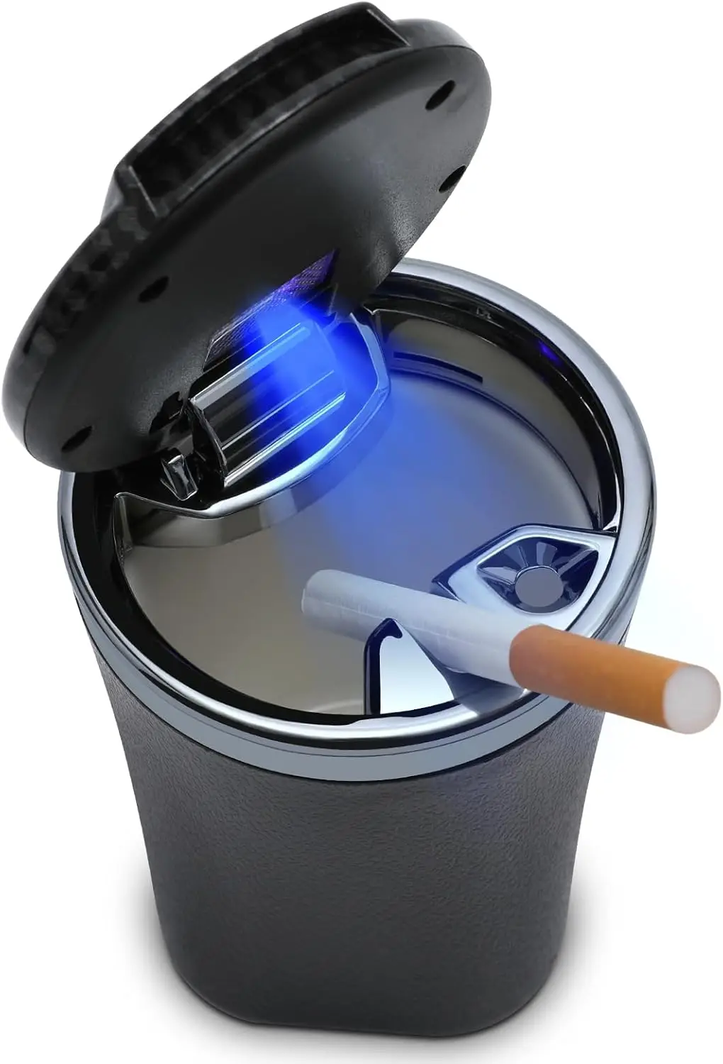 

Автомобильная пепельница с крышкой, защита от запаха и дыма, легко чистится, съемная, с синей LED-подсветкой (черная)