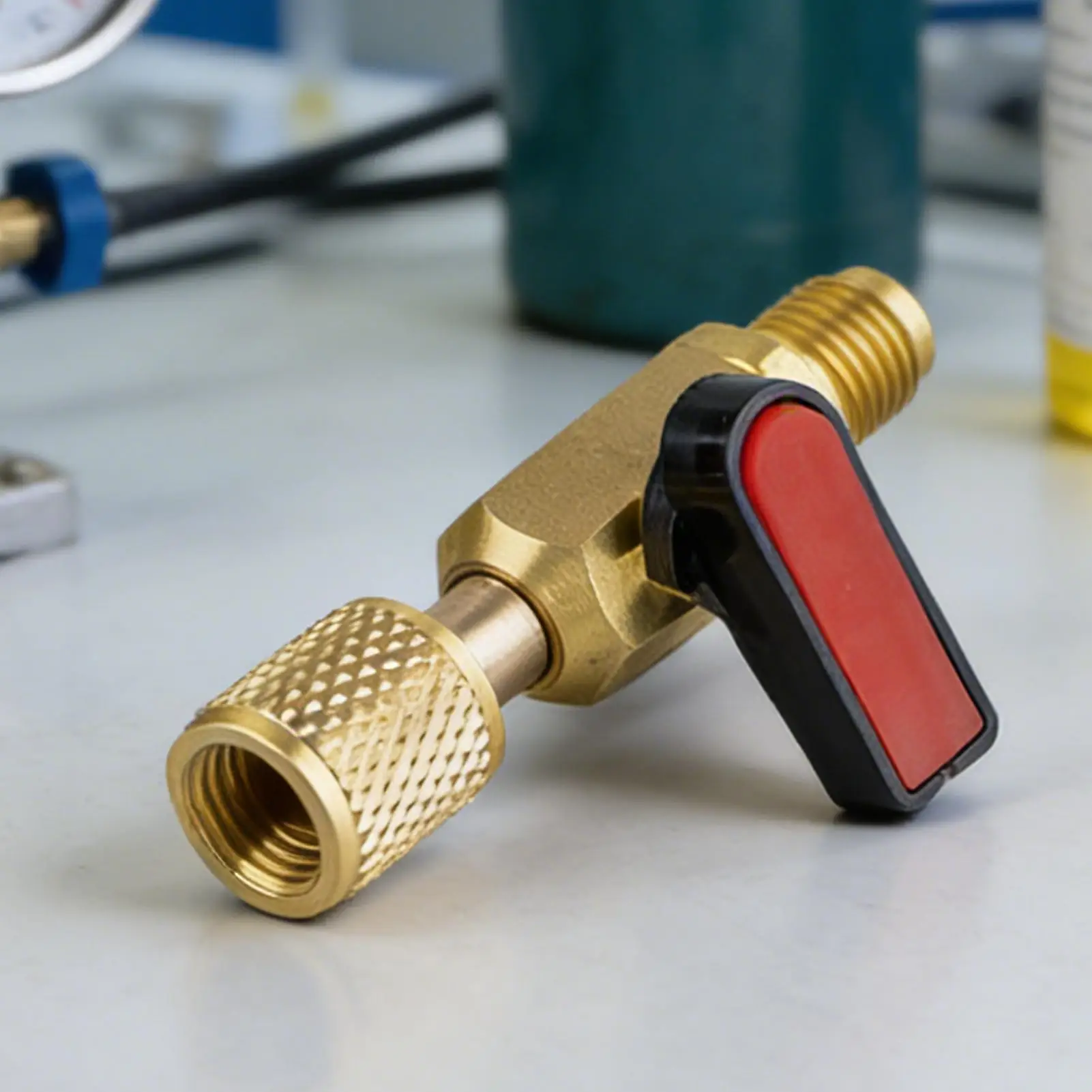 Air Conditioning Refrigerant Charging Safety Valve Brass Refrigerant Shut-off Valve Air Conditioning Refrigerant Adapters