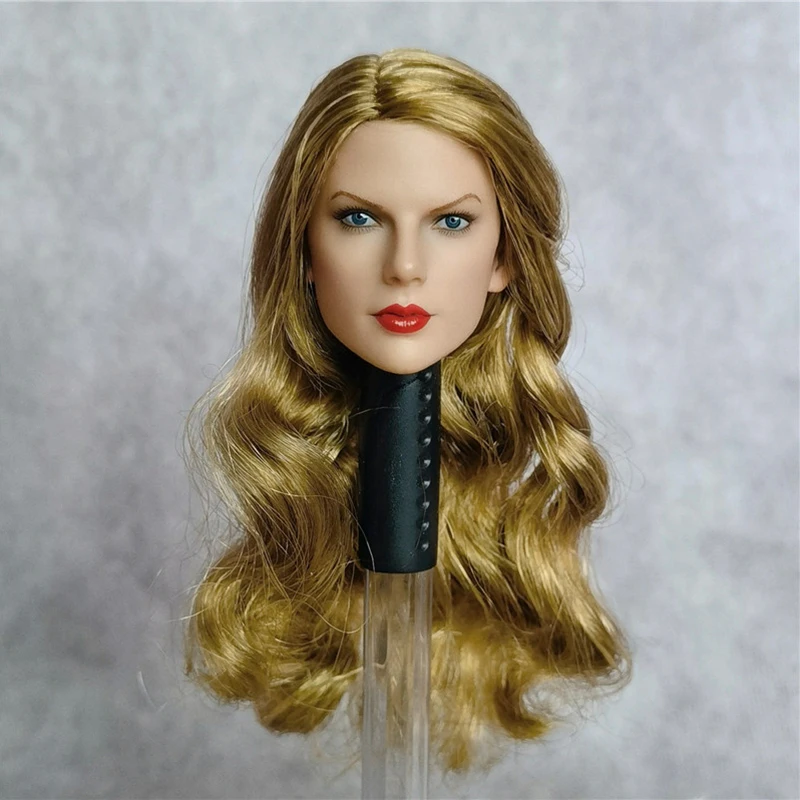 1/6 American Female Singer Taylor Head Sculpt Golden Long Hair Head Carving Fit 12 inch TBL JO Soldier Action Figure Collection