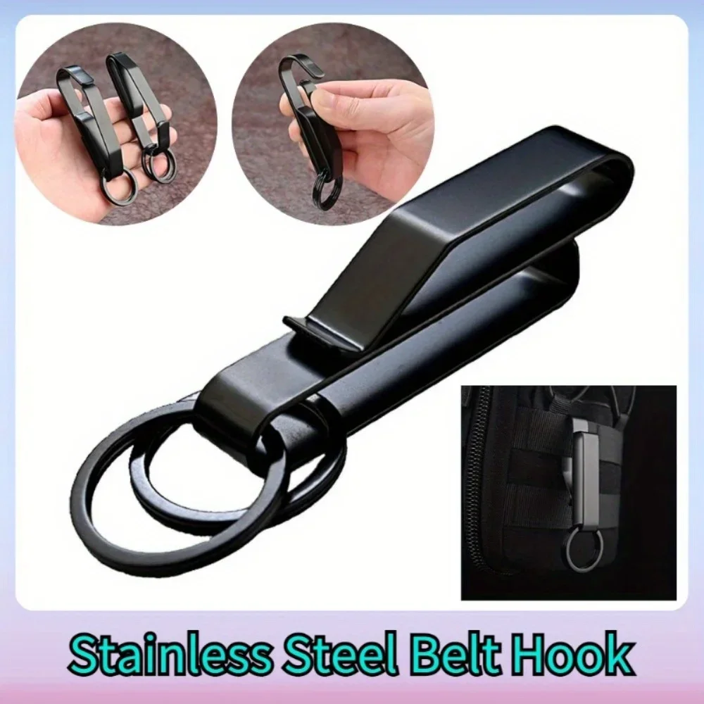 Tactical Outdoor EDC 1PC Stainless Steel Carabiner - Belt Hook Keychain Bottle Hook Camp Water Holder Buckle Tool