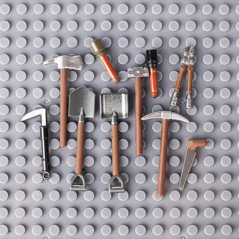 MOC Weapons Building Blocks SWAT Soldiers Arms Pliers Shovel Hammer Farm Tools Pickax Hoe Accessories Bricks Toys Boys Gift