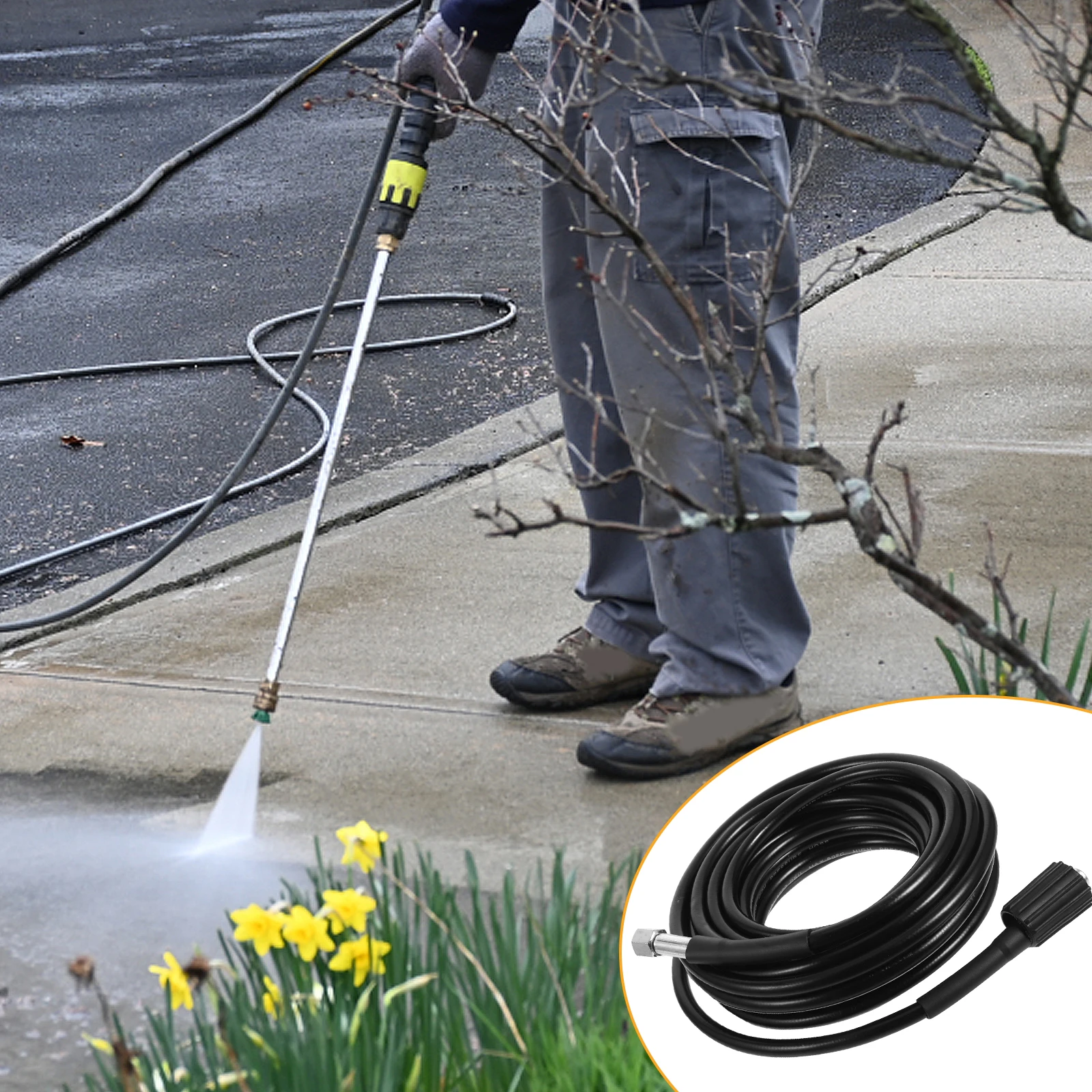 

High Pressure Washer Hose 8M for Cold Water Up to 160 Bar Durable Pressure Washer Extension Garden Tools Husky