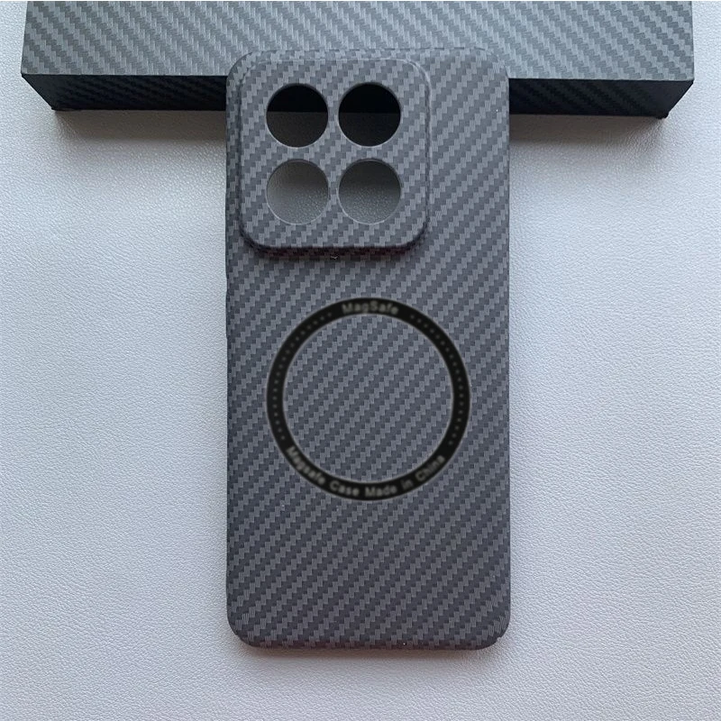 Magnetic Case For Xiaomi 15 14 13T 13 14T Pro Case Hard Kevlar Carbon Fiber Protective Back Cover For mi 14T Pro Bumper