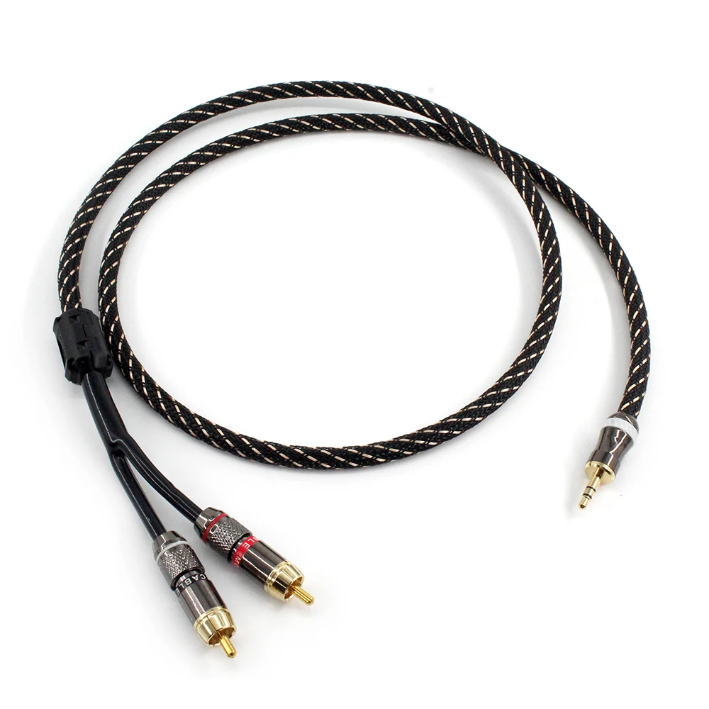 Canare L-4E6S hifi 3,5mm a 2RCA adaptador auxiliar de Audio estéreo 3,5mm Cable divisor AUX RCA Y Cable para altavoces de teléfono inteligente