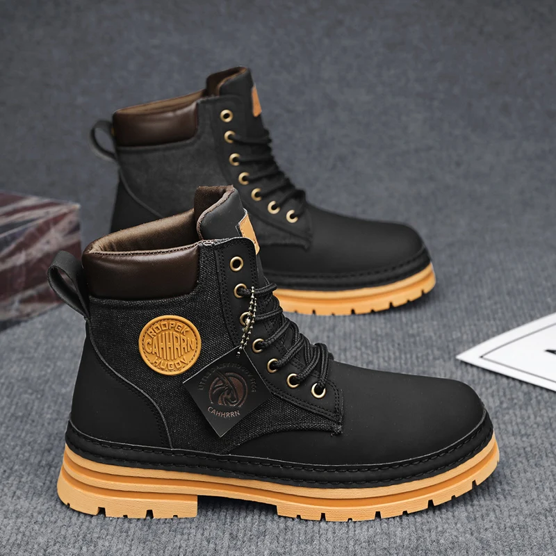 CYYTL Men Boots Winter Casual Shoes Designer Luxury Platform Cowboy Chelsea Tactical Military Work Safety Leather Ankle Sneakers