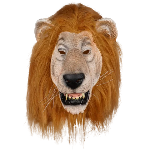 Realistic Lion Latex Mask, Brown Mane Full Face Headgear, Animal Cosplay Costume, Viral TikTok Photo Prop, Prank Toy for Hallowe