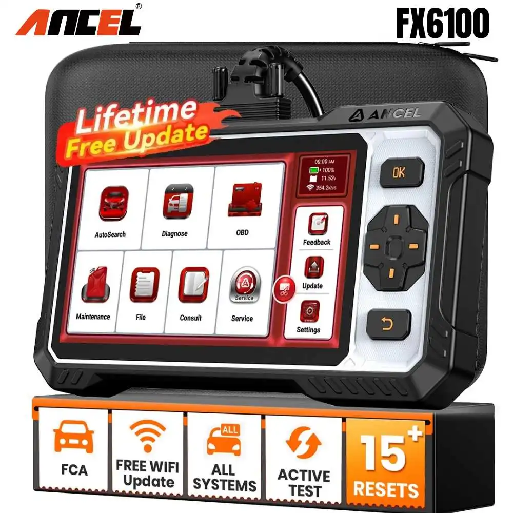 ANCEL FX6100 OBD2 Auto Scanner All System Diagnostic Bi-directional CAN FD Oil ABS DPF EPB SRS A/F BMS 15 Reset Car Scan Tools