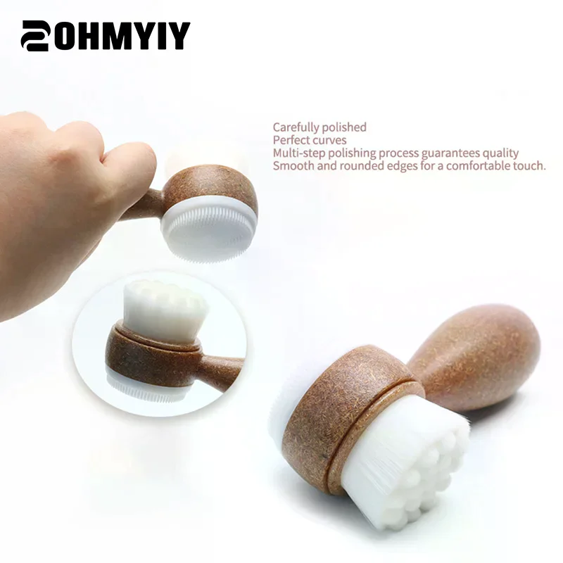 ココナッツシュレッドハンドル洗顔ブラシ両面洗顔ブラシ黒ずみ除去毛穴クリーナー角質除去洗顔ブラシ