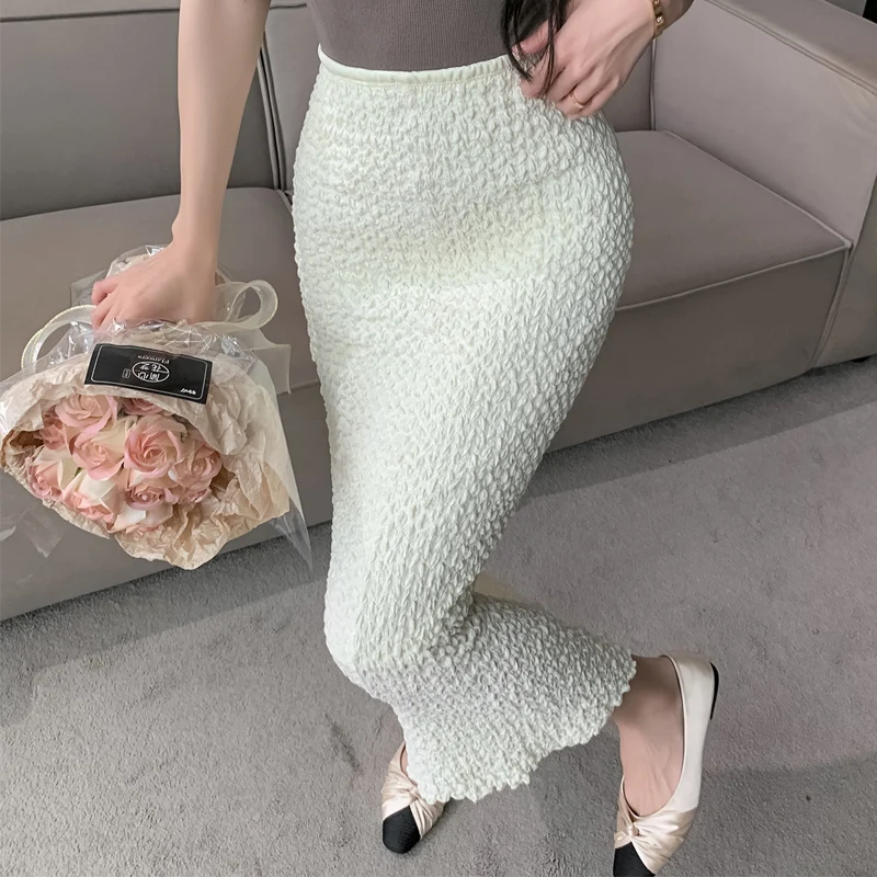 

Модная юбка-миди с высокой талией, корейская мода, черно-белая элегантная женская длинная юбка трапециевидной формы, весенне-осенние офисные юбки-русалка