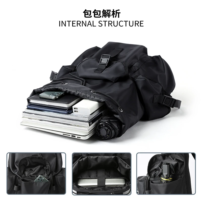 Multilayer Personalised Backpack Unisex 15.6 inch Laptop Drawstring Waterproof Outdoor Commuter College Travel Mochila