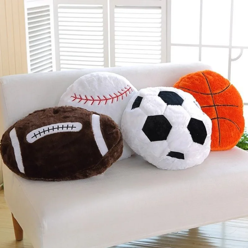 Creative Football Shaped Cushion Pillow Soft Plush Sports Back Cushion Basketball Shaped Seat Cushion For Living Room Home Decor