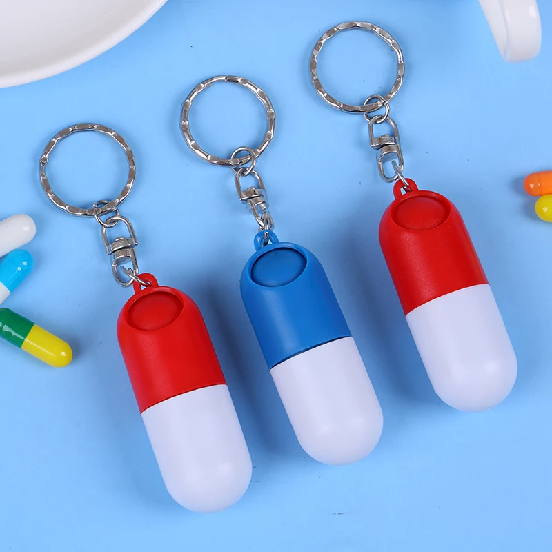 Portable Capsule Shaped Travel Pill Box Medicine Case Drug Container Key Chain