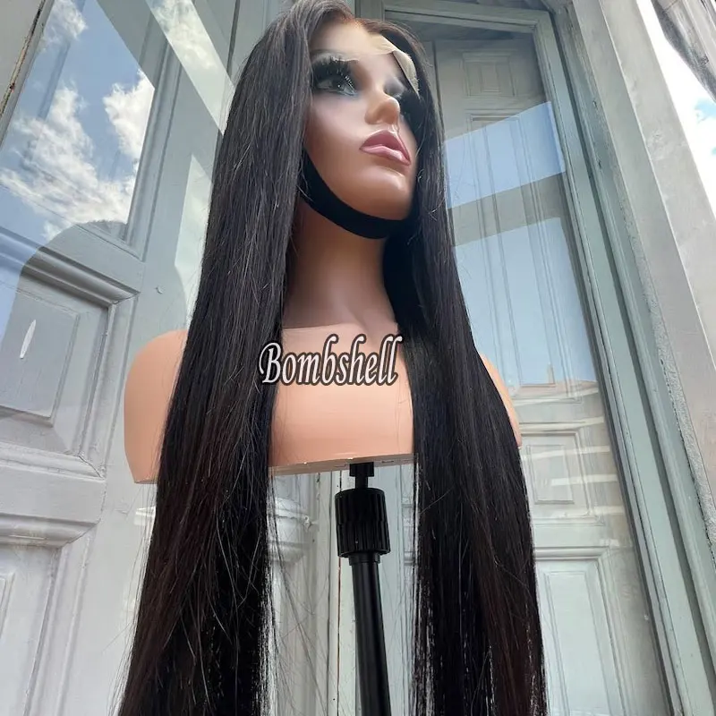 Bombshell Jet Black Silky Straight Synthetic 13x4 Lace Front Wigs Glueless High Quality Heat Resistant Fiber Hair For Women Wigs