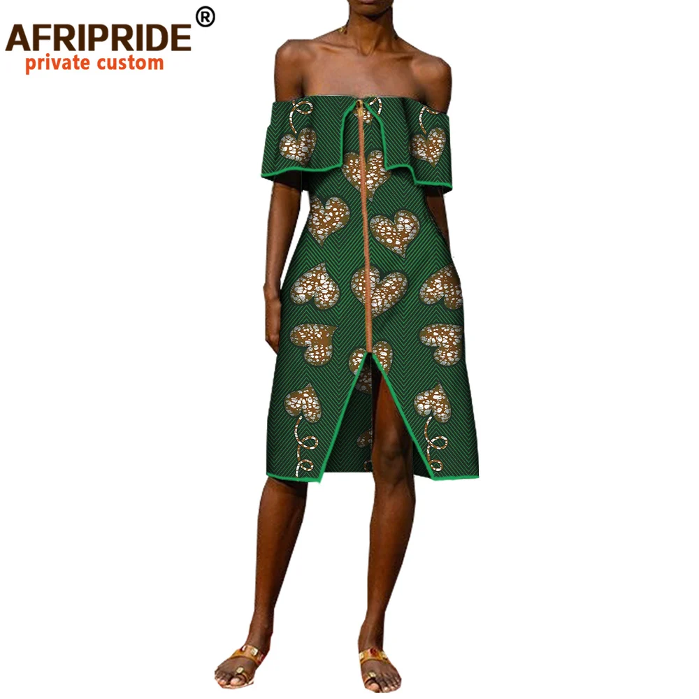 2026 African Casual Dress for Women Summer Strapless Knee-length Sexy Women Straight Cotton Dress Ankara Print Clothes  A7225141