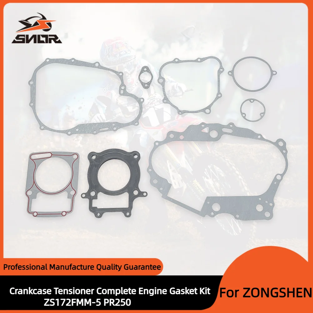 SNOR Motorcycle Crankcase Tensioner Complete Gasket Kit Engine Gasket Kit Cylinder Head Gasket For ZONGSHEN PR250 ZS172FMM-5