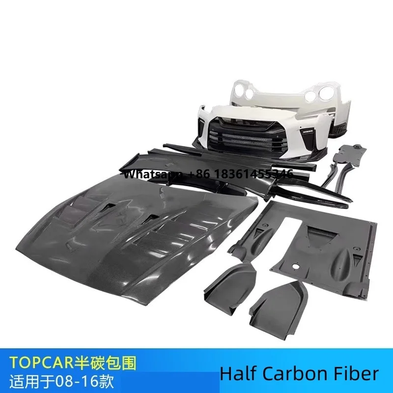 

For GTR35 08-16 Carbon Fiber Front Rear Bumper Assembly Side skirt Hood Car Tail Wing Grille Body kit Surround