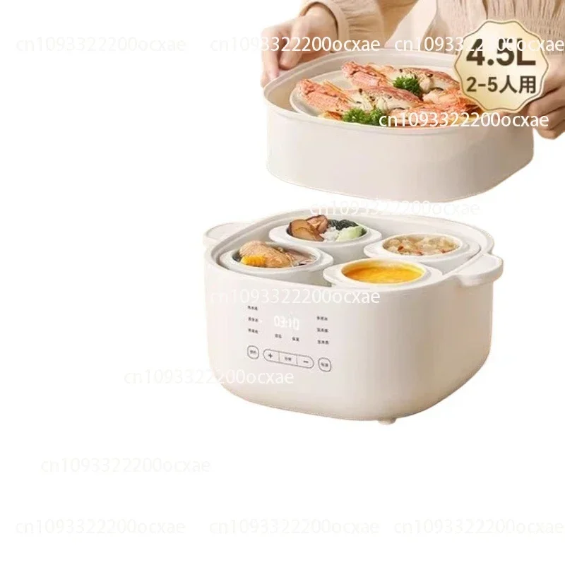 6L Electric Stewing Pot Water Bath Cooker for Home Use 4-Person Soup Pot Ceramic Steamer Fully Automatic Electric Stewing Pot