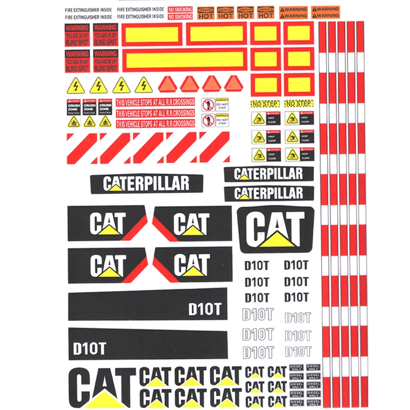 Adesivo impermeável para Bulldozer Decoração, Adesivo CAT, JDM 98, D10T, 1/14 Modelo RC Hidráulico