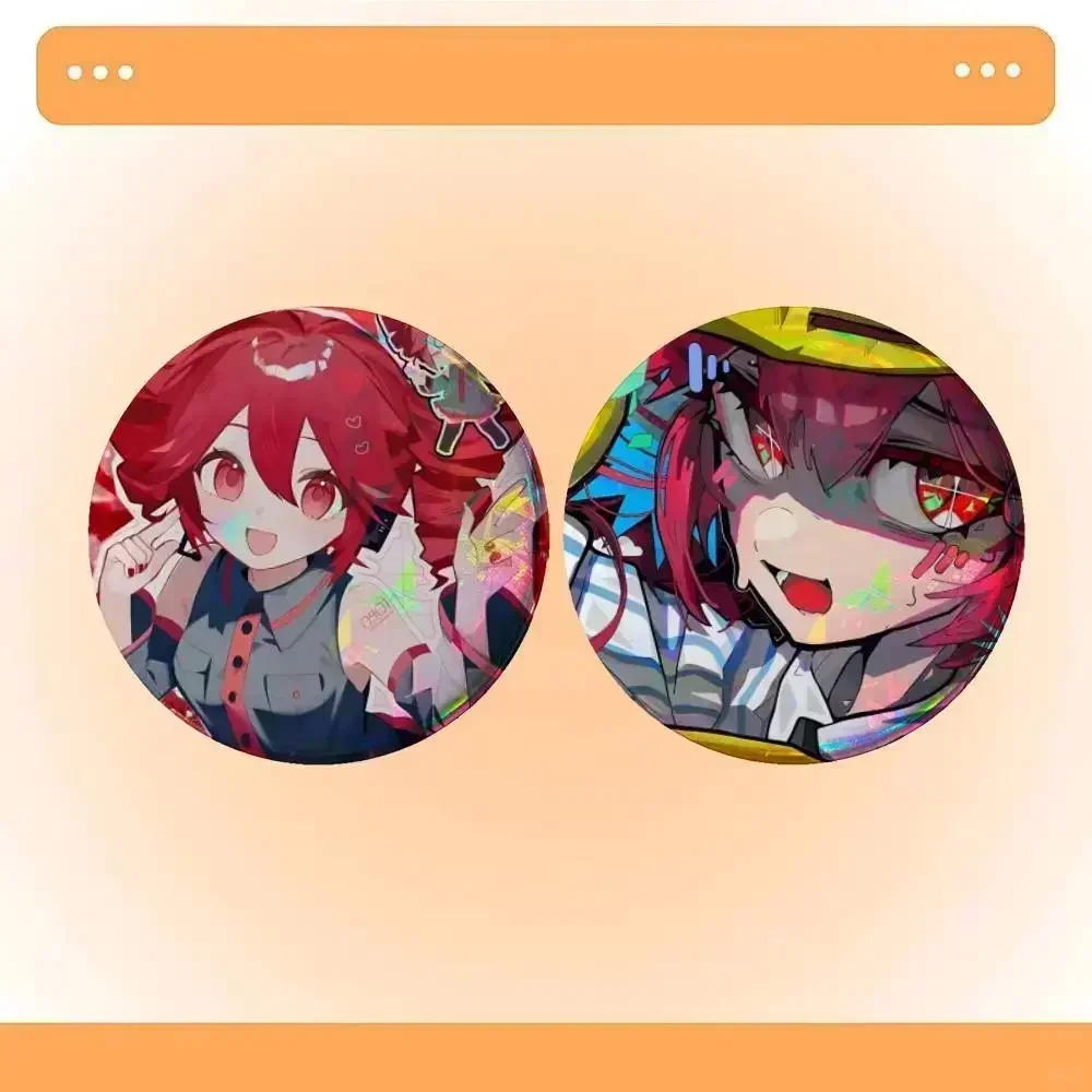 Virtual Singer Kasane Teto Soft Button Pins Cute Cartoon Girl Badge Round Brooch on Backpack Accessories Jewelry Gift for Friend