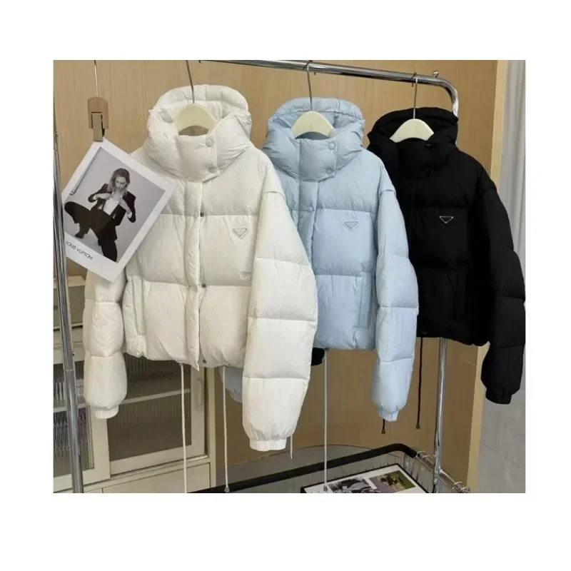 Parkas de dos prendas de diseño para mujer, chaqueta cálida acolchada de algodón con capucha de corte corto, abrigo de pan, novedad de 2024