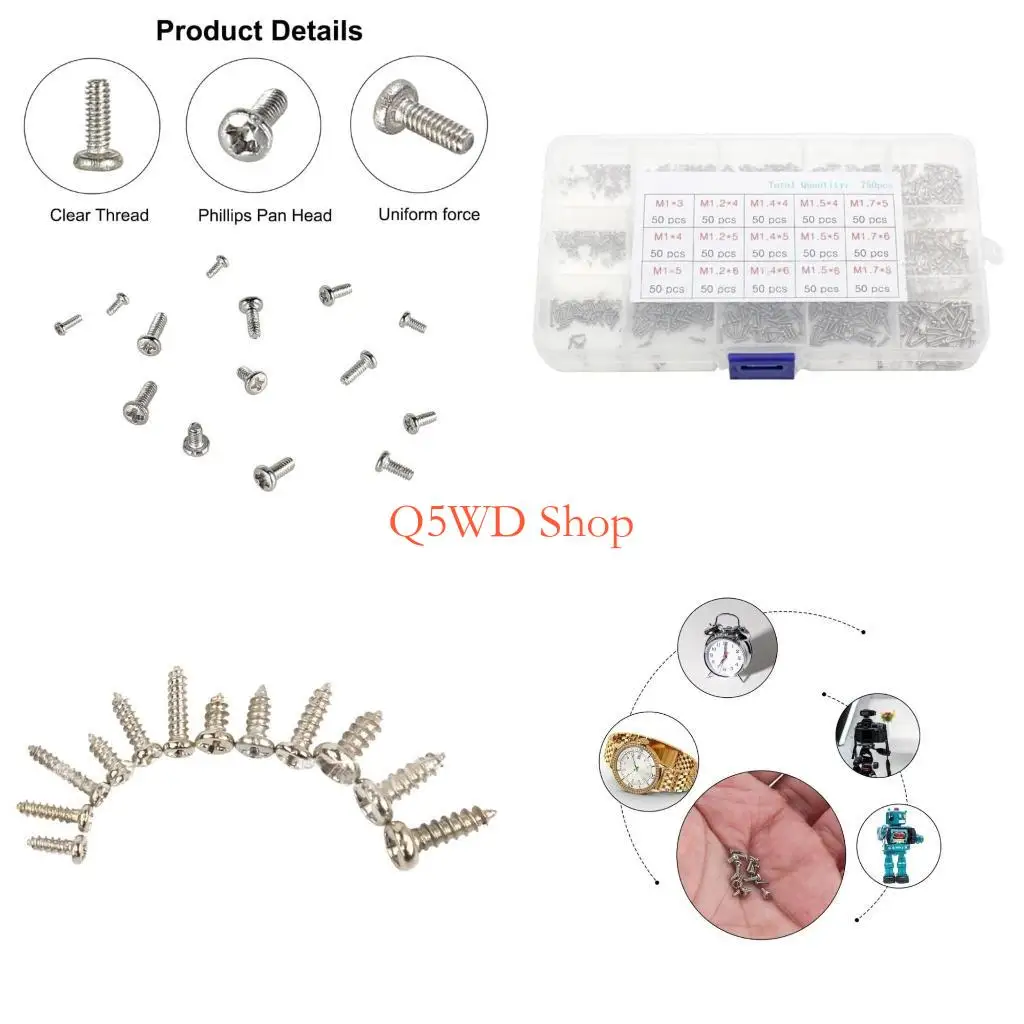 

Q5WD Маленькие винты Саморезы Крошечные мини-винты Наборы для ремонта очков и часов
