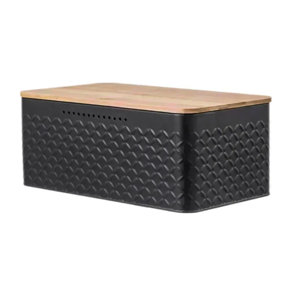 

Chic Rustic Metal Container for Storing Breads and Pastries Features a Cutting Board Lid for Easy Use in the For Kitchen