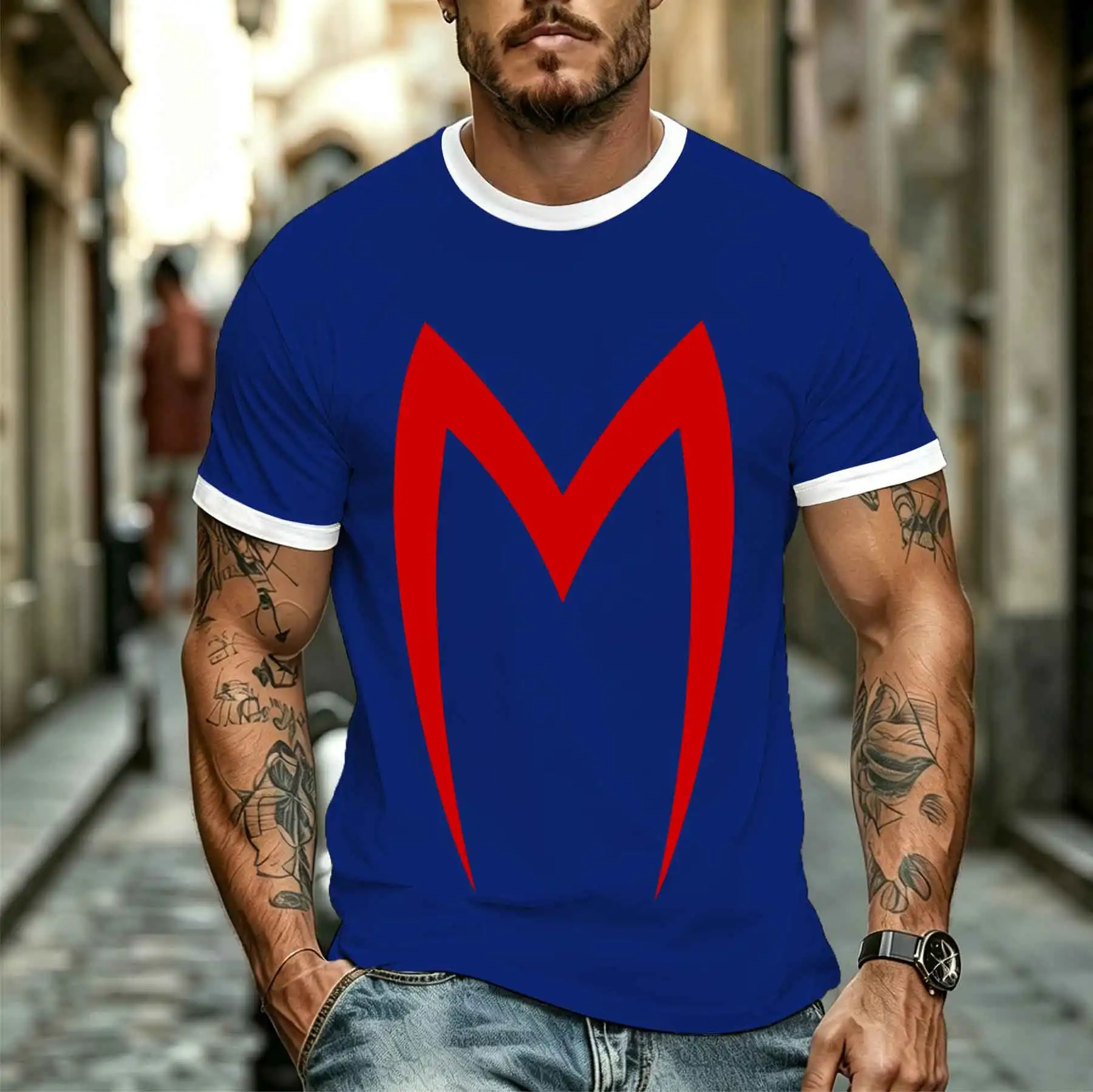 2026 new model Tee Stylish Comfortable Men's Trendy Sharp V-printed Casual T-shirts Loose Comfortable Tops For Daily Wear Tee fo