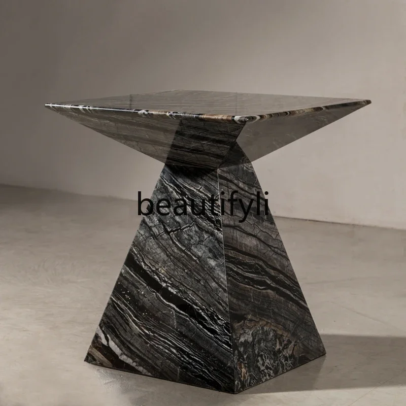 

Minimalist Natural Marble Sofa Corner Table Flower Stand Ornament Side Cabinet Small Apartment Nordic Coffee Table