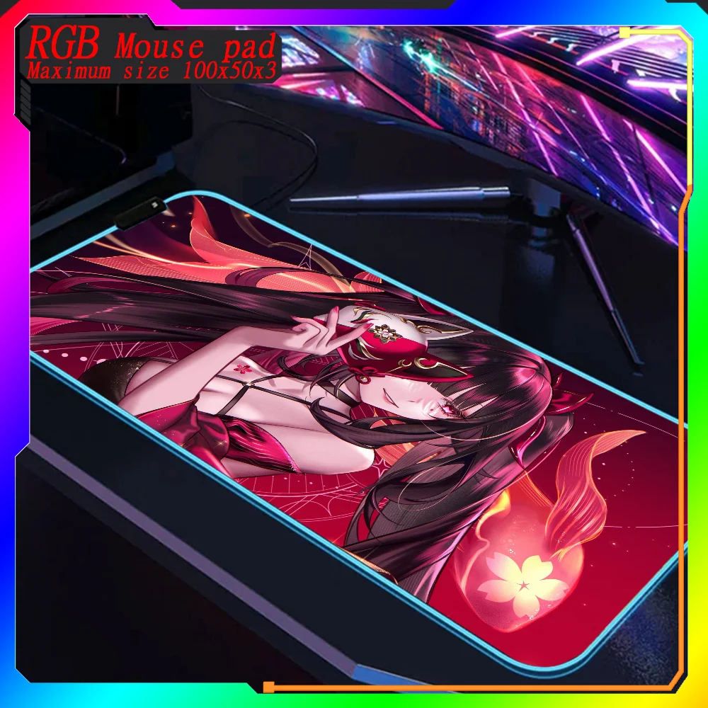 Honkai Star Rail sparkle RGB MousePad Large Gaming MousepadMat Keyboard Computer Rubber Pad Carpet Backlit Desk Mat 1000x500 Pad