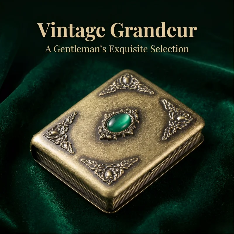 

Винтажный металлический портсигар с двусторонним пружинным зажимом, ретро-футляр для обычных сигарет (20 штук), подарок для мужчин