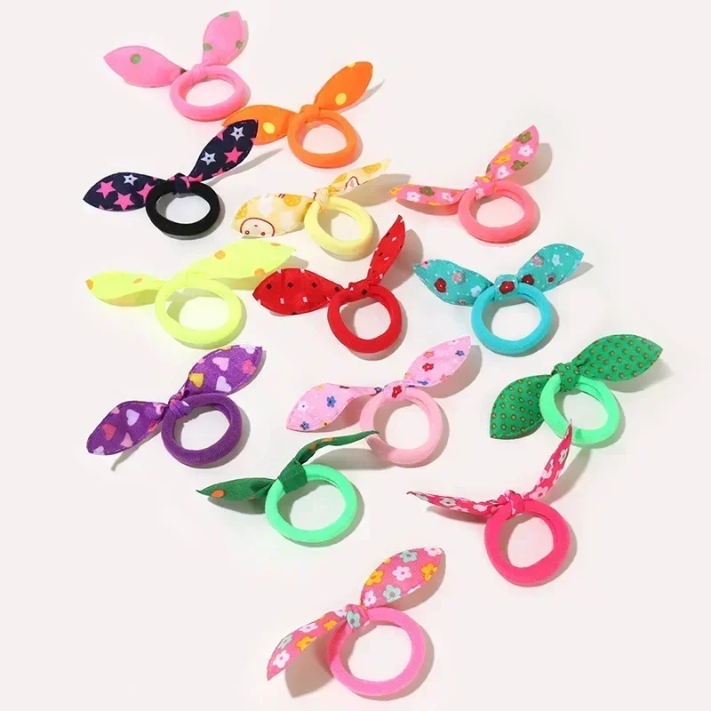 10/20Pcs/Set Girls Colorful Nylon Small Elastic Hair Bands Kids Cute Bow Hair Bands Ponytail Holder Headband Hair Accessories