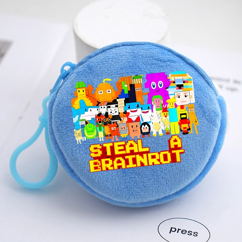 

Кошельки-монетницы Steal A Brainrot Round Coin Purses Anime 67 Six Seven, мини-кошельки на молнии, мультяшные чехлы для ключей и карт, сумки для хранения для мальчиков и девочек, подарок