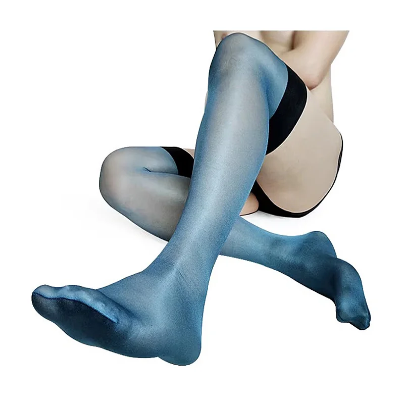 

Shiny Thigh High Mens Stocking Thin Sheer Sexy Gay Fetisch Socks Softy Comfortable Socks Brand High Quality Male Hose