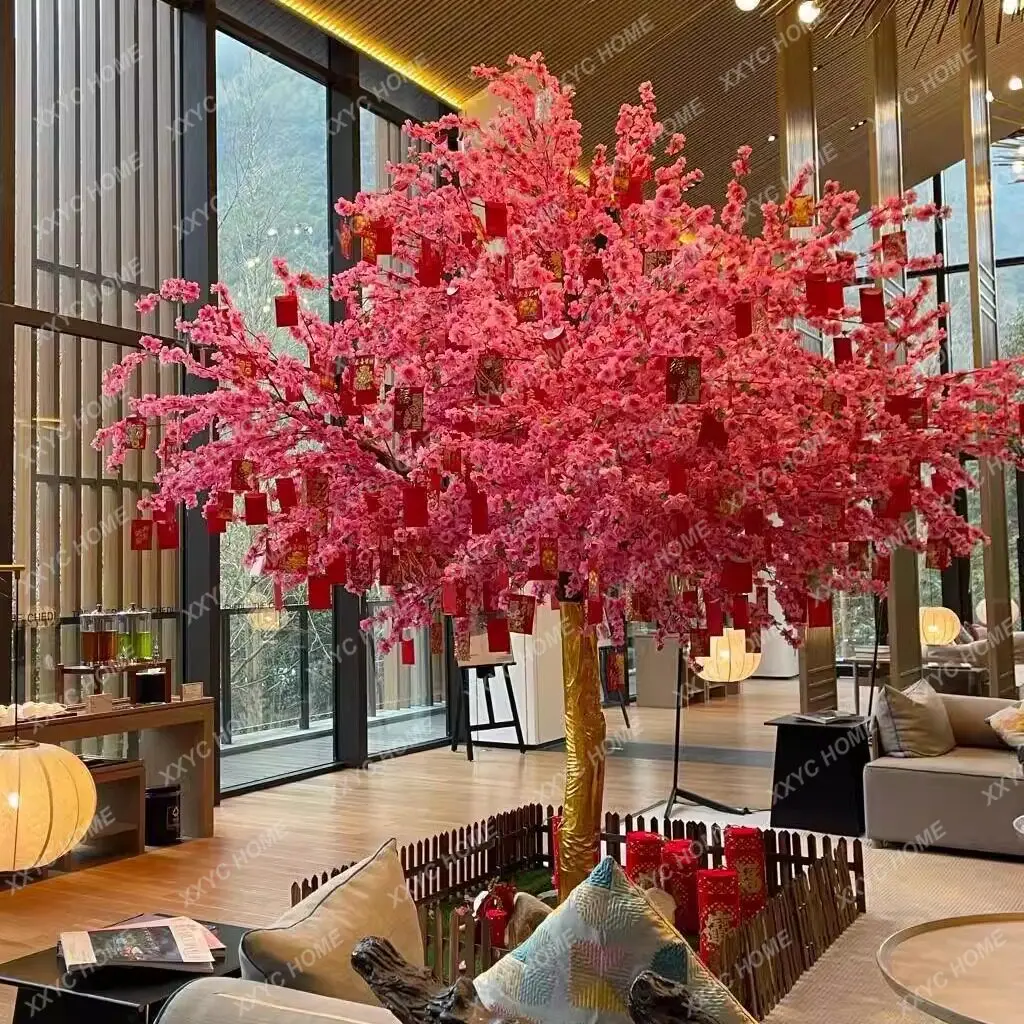 Encrypted simulated peach blossom tree, fake tree, New Year decoration, indoor wishing tree
