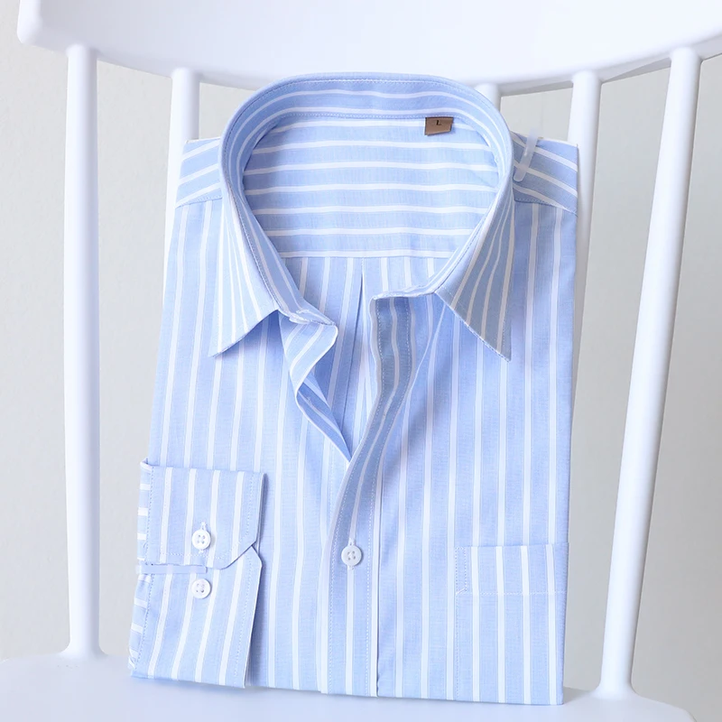 Luxury 140-Thread Count Imported Cotton Men's Business Casual Long-Sleeve Striped Shirt Fashionable Urban Style Spring Wear