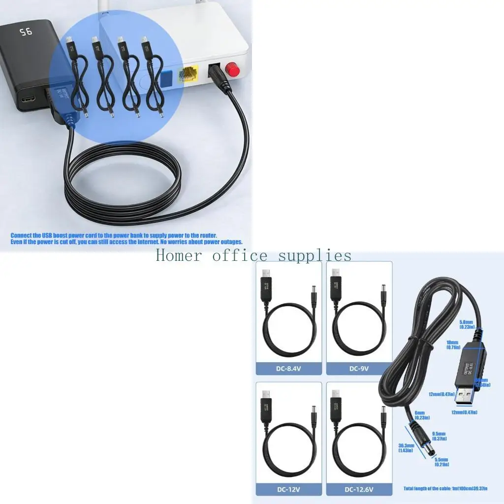 K43B USB Input DC5521 Power Cord for Backup Use and Desk Charging Tasks
